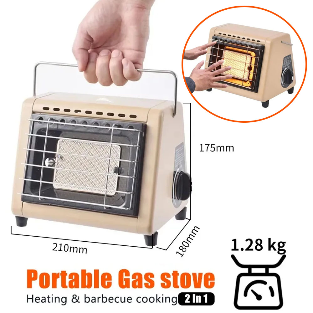 Home Cooking Heater - Draagbare 2-in-1 gasfornuisverwarmer 1,5 kW BBQ-kooktoestel