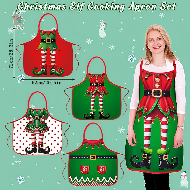 Home Cooking Dinner - 4PC Kerstman Schort Kerstboom Diner Decoratie
