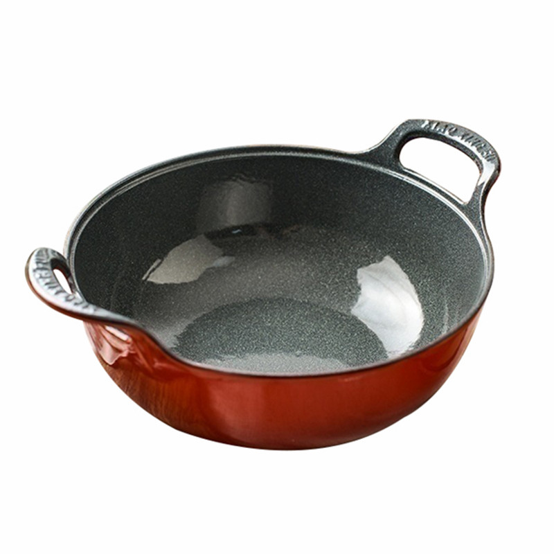 Dutch Oven Enamel - 27/25cm geëmailleerde gietijzeren Balti schaal met